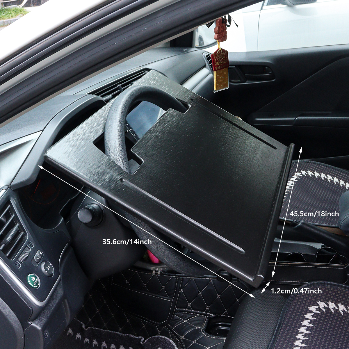 Bamboo Car Storage Tray Steering Wheel Desk