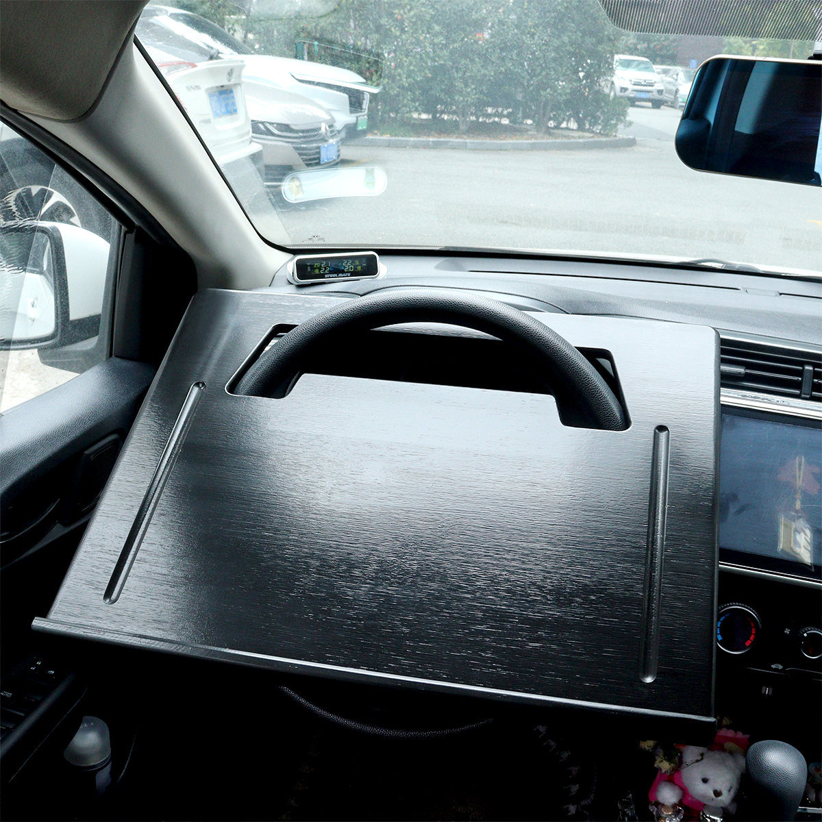 Bamboo Car Storage Tray Steering Wheel Desk