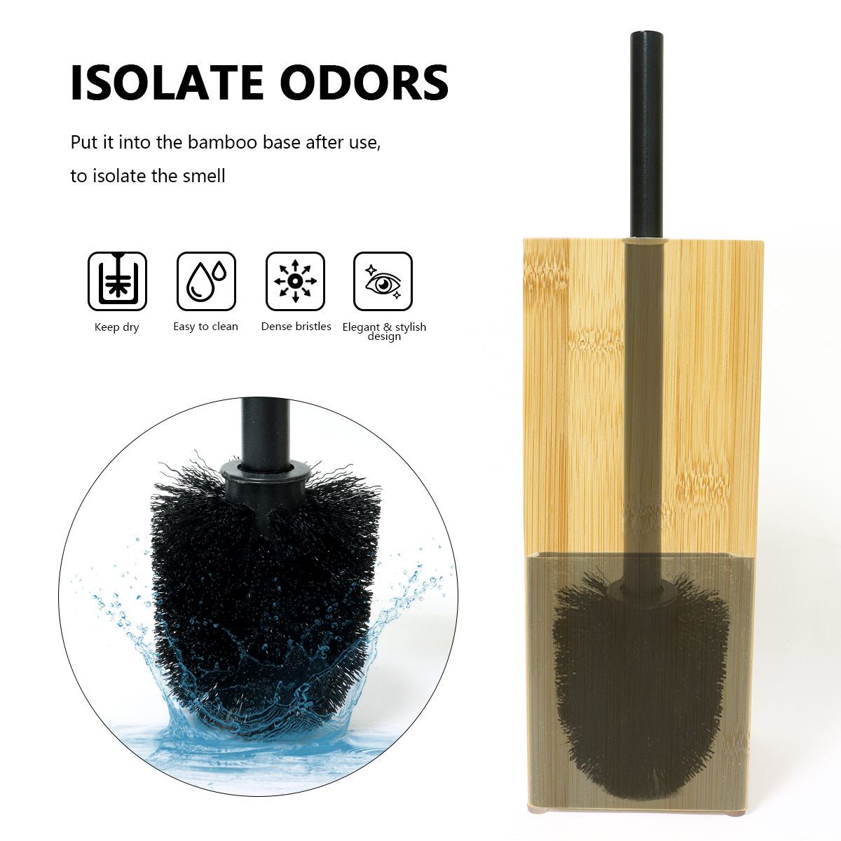 Bamboo holder toilet accessories bathroom accessories toilet cleaning scrub nylon brush and holder