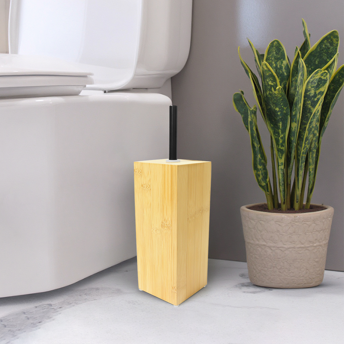 Bamboo holder toilet accessories bathroom accessories toilet cleaning scrub nylon brush and holder