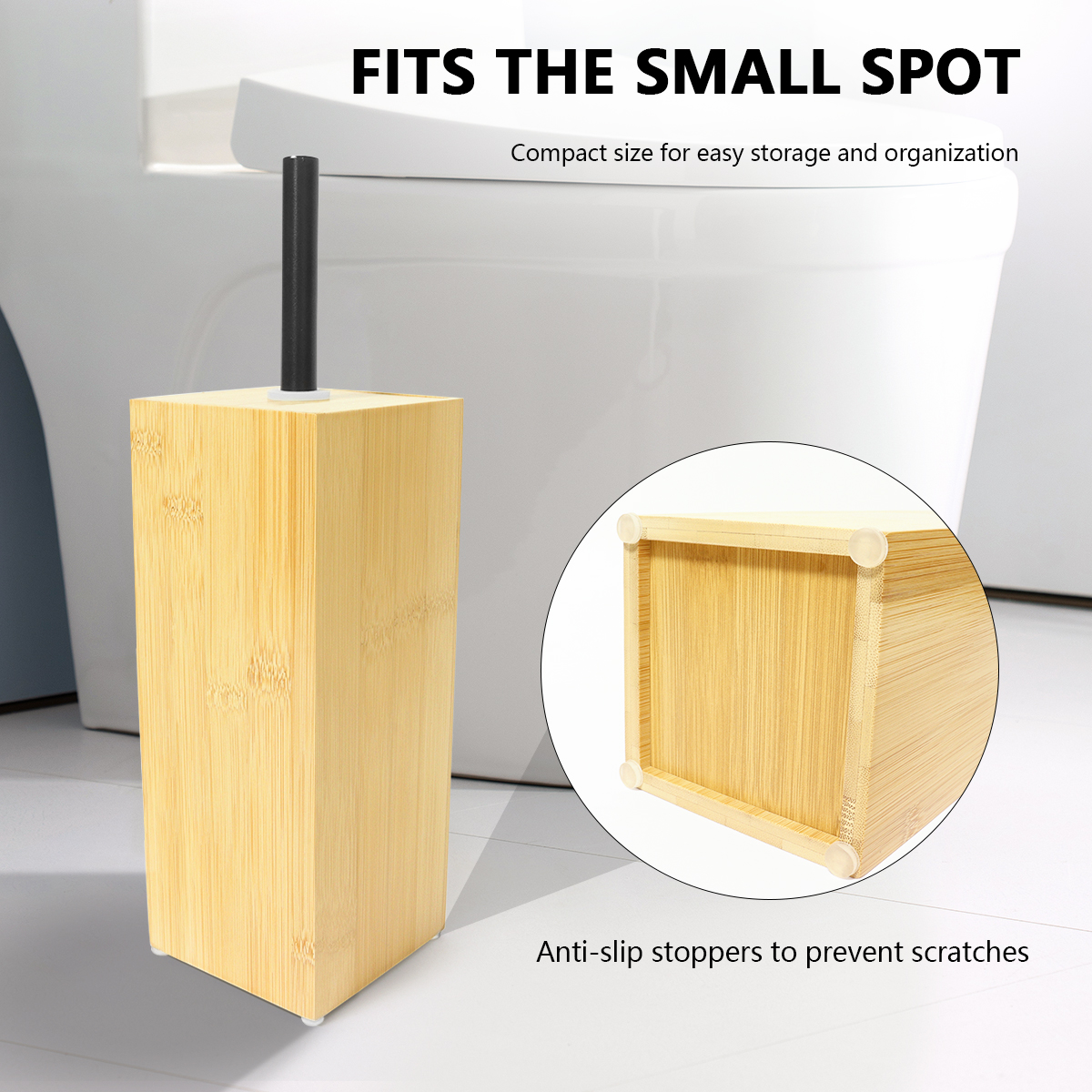 Bamboo holder toilet accessories bathroom accessories toilet cleaning scrub nylon brush and holder