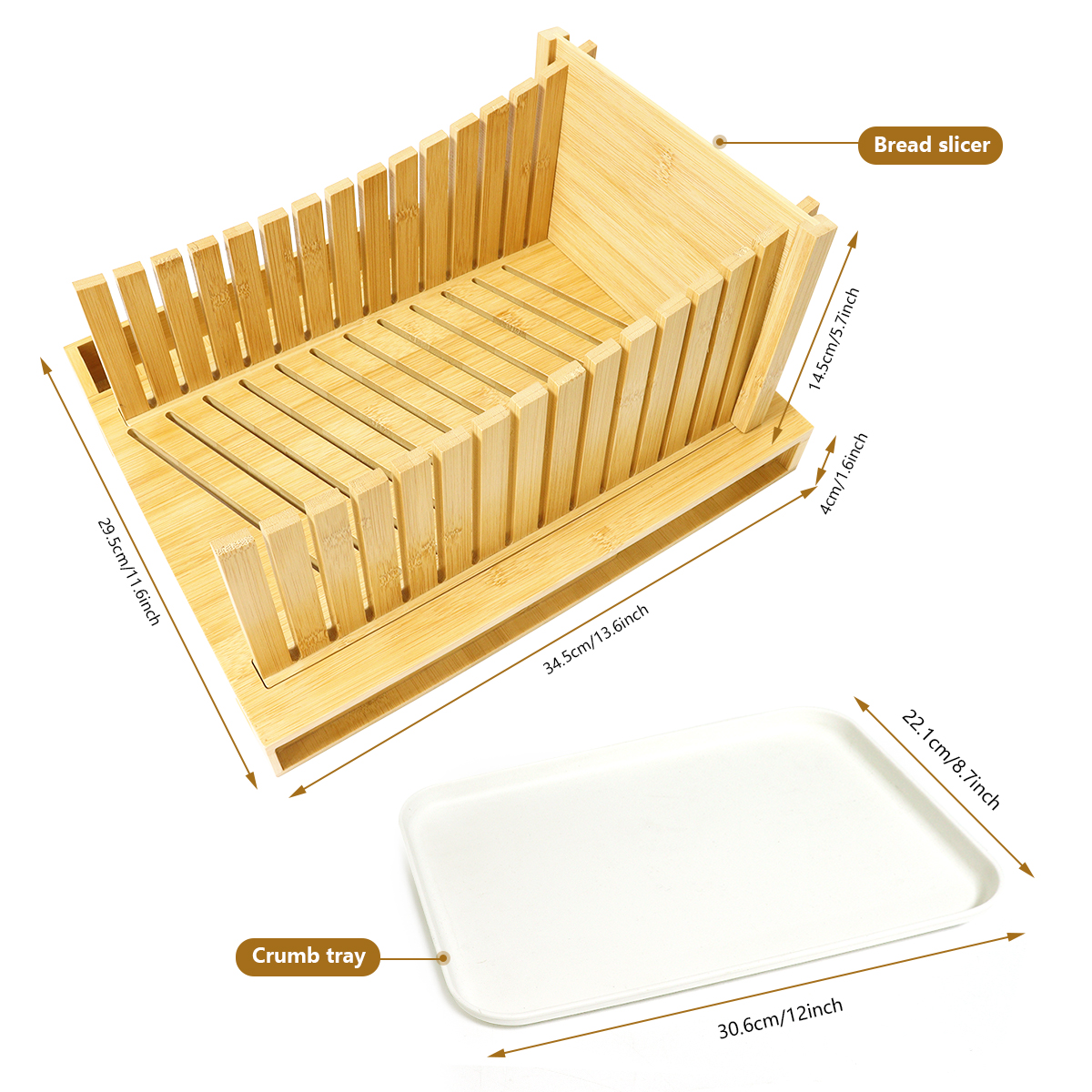 Bamboo Bread Cutting Adjustable Board Slicer Homemade Bread with Knife