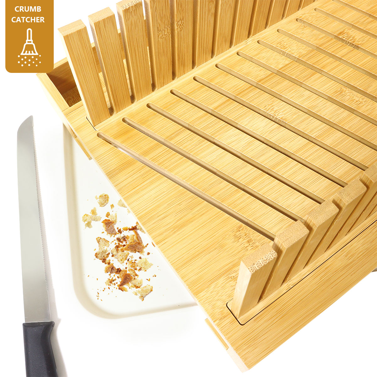 Bamboo Bread Cutting Adjustable Board Slicer Homemade Bread with Knife