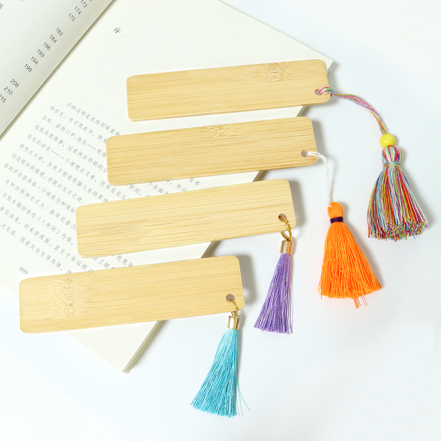 Bamboo Book Page Tag Bookmark and Bookends