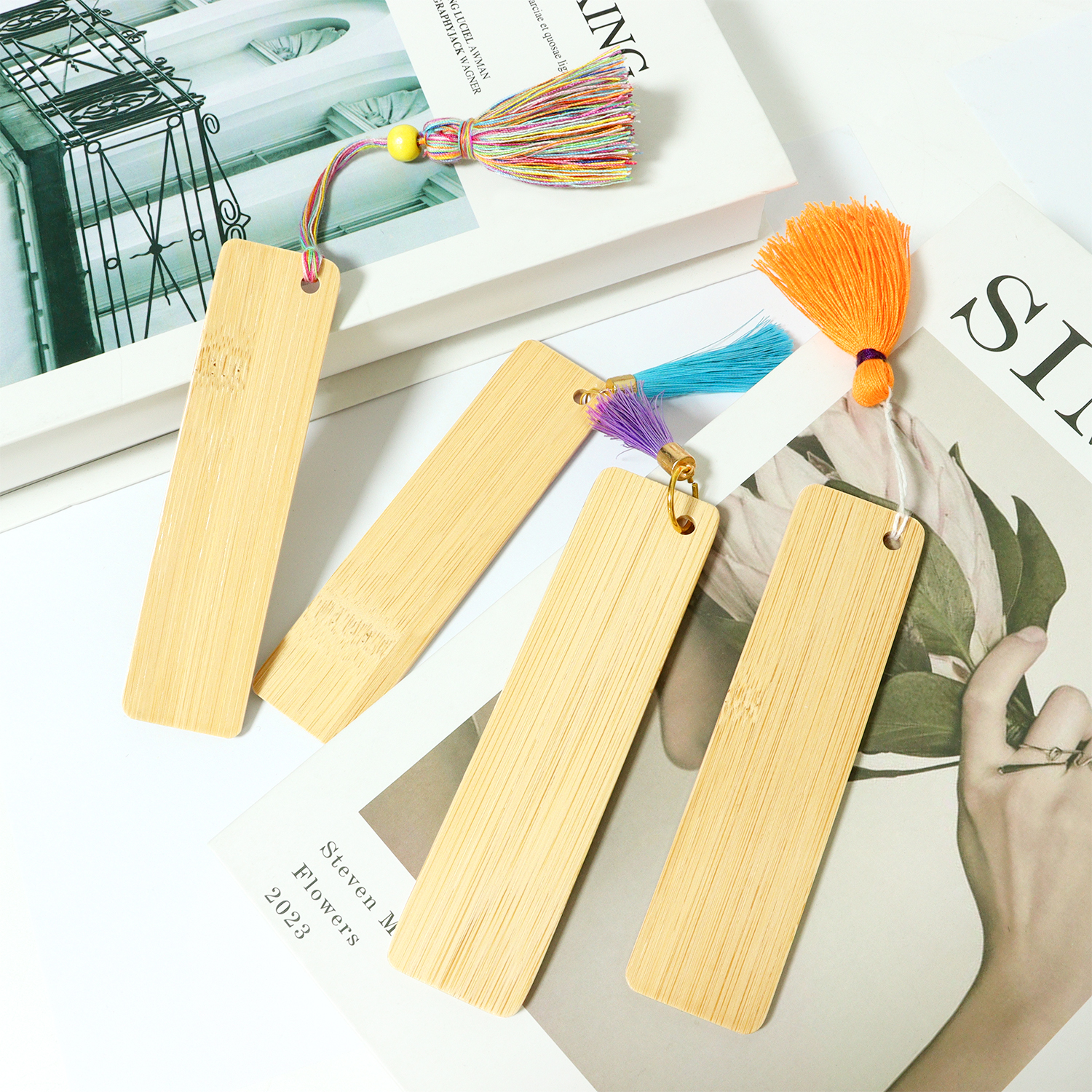 Bamboo Book Page Tag Bookmark and Bookends