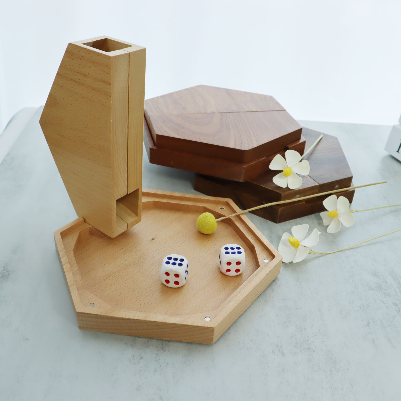 Custom Bamboo Boardgame Dice Rolling Towers Tray