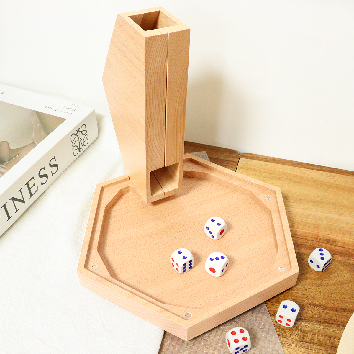 Custom Bamboo Boardgame Dice Rolling Towers Tray