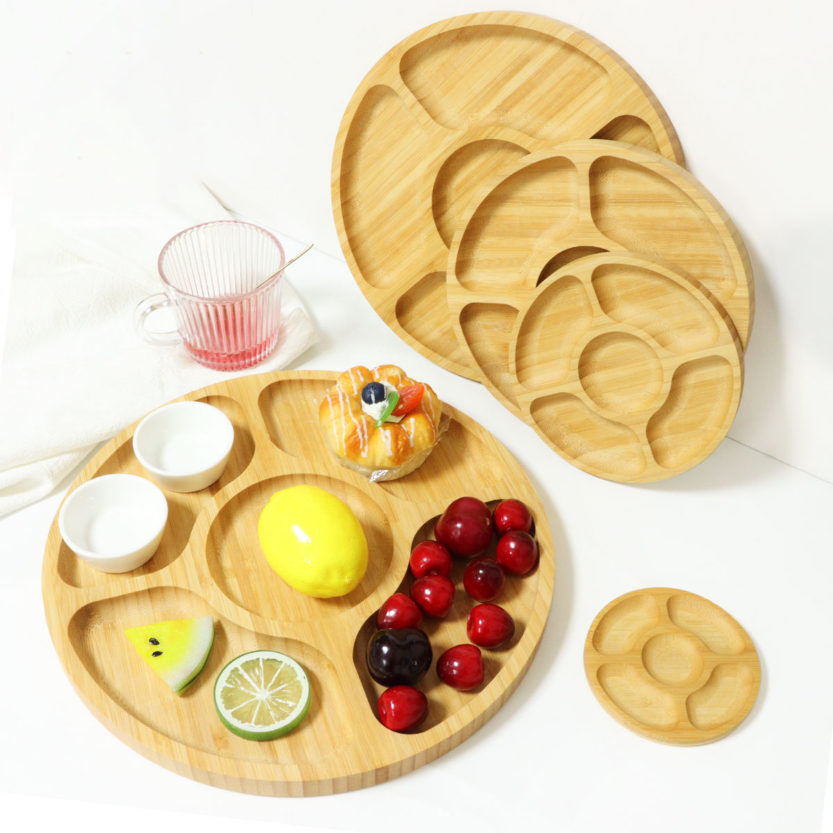 5-Compartment Fancy Food Snack Dried Fruit Serving Sorting Tray