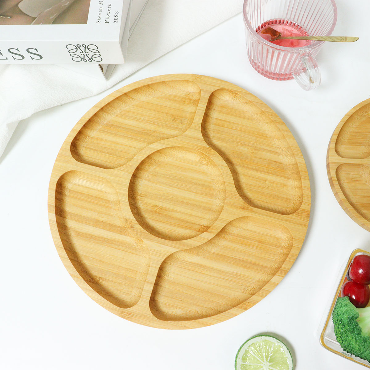 5-Compartment Fancy Food Snack Dried Fruit Serving Sorting Tray